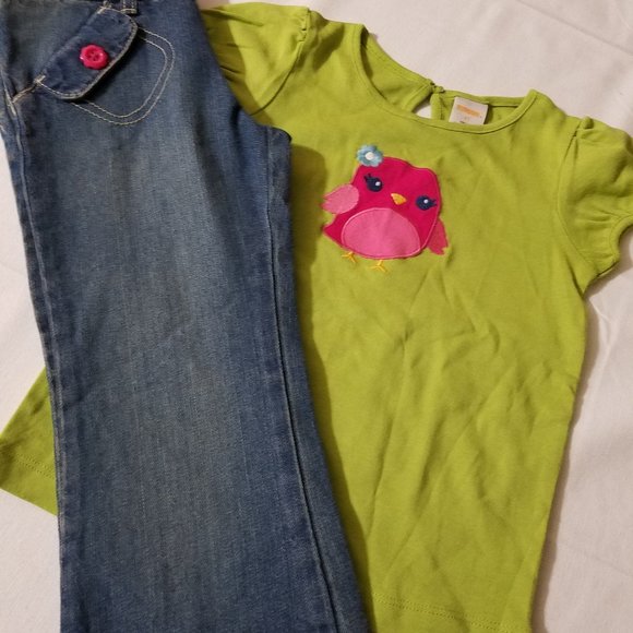 Gymboree Outlet 4T Smart and Sweet Jeans Shirt Outfit NWT - Picture 3 of 4